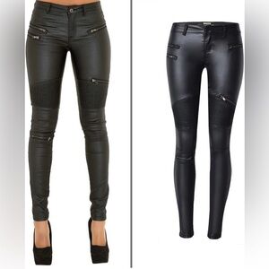 NWT Women's High Waisted Black Faux Leather Pants ~ Size 0-2